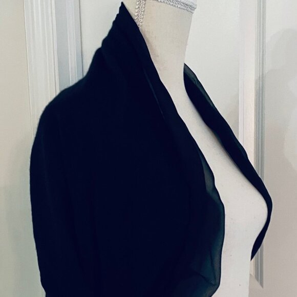 LANVIN BLACK CASHMERE SILK CHIFFON TRIMMED BOLERO- SIZE SMALL - Picture 9 of 9